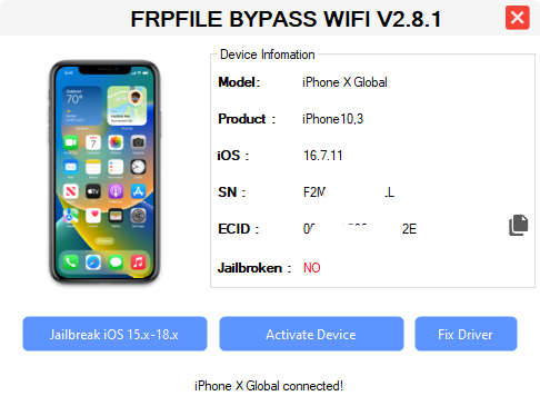 Bypass Hello Screen iOS 12.x – 18.x no Signal (no need change SN)