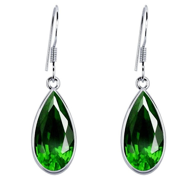 Sterling Silver Emerald Dangle Earrings