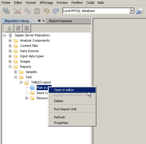 jasper reports open jrxml in editor