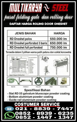 Gambar untuk Pusat Daftar harga murah jual beli per meter persegi2 Pintu Rolling Door slat daun bahan besi aluminium dan galvalum anti karat harga rolling door industri otomatis dan rolling door one sheet harga murah untuk wilayah Tambun tambun utara tambun selatan Cibitung Bekasi Cikarang tangerang jakarta bogor bandung depok serpong dan wilayah jawa barat lainnya