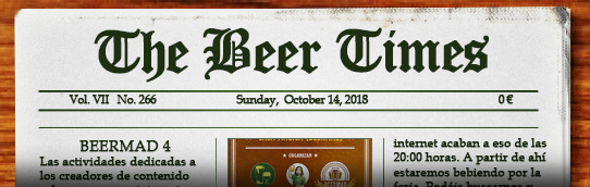 Dominical suplemento de noticias sobre cerveza. Aquí puedes leer el periódico The Beer Times.