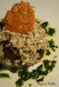 Portabello Risotto with Sage Dressing and Parmesan Crisp on Anyonita Nibbles