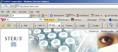 Internet Explorer 7 Steris Corporation middle tab