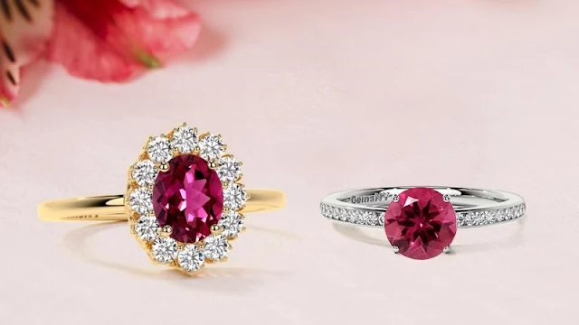 tourmaline ring in halo setting and prong setting