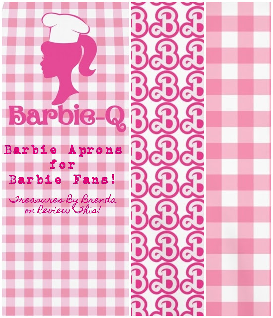 A trio of three Barbie aprons for women that will remind you of the Barbie Movie and Margot Robbie's version of Barbie!