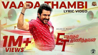 Vaada Thambi Lyrics in English – Etharkkum Thunindhavan