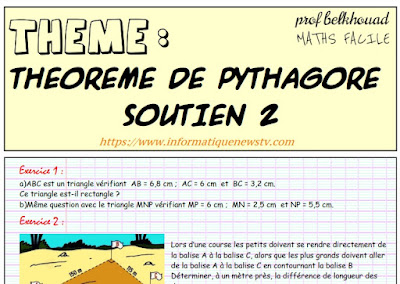 Le théorème de Pythagore 3AC Cours et Exercices corrigés PDF
