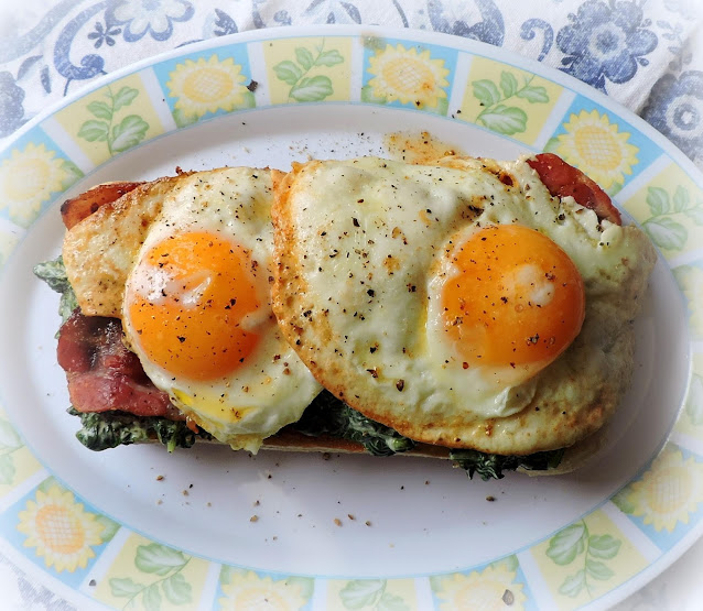 Bacon, Egg & Creamed Spinach on Toast