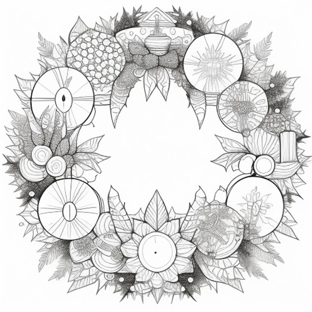Seasonal coloring for family traditions, advent wreath, coloring page