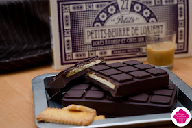 Tablette biscuitée, chocolat et caramel maison