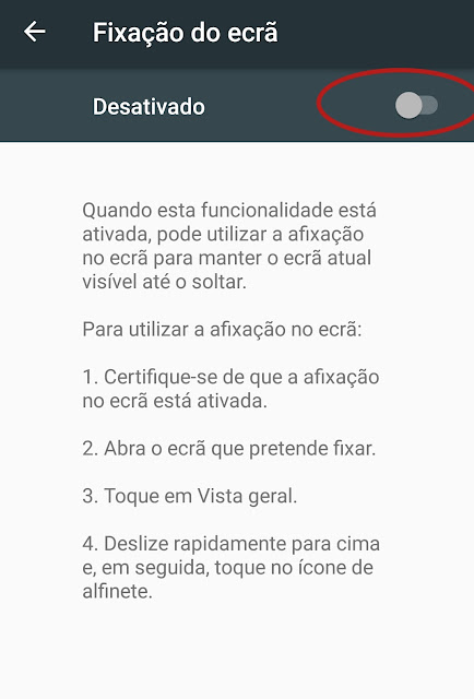 Fixação ecrã Android