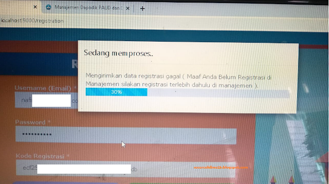 Solusi Mengirimkan Data Registrasi Gagal (Maaf Anda Belum Registrasi di Manajemen Silahkan Registrasi Terlebih Dahulu di Manajemen) 