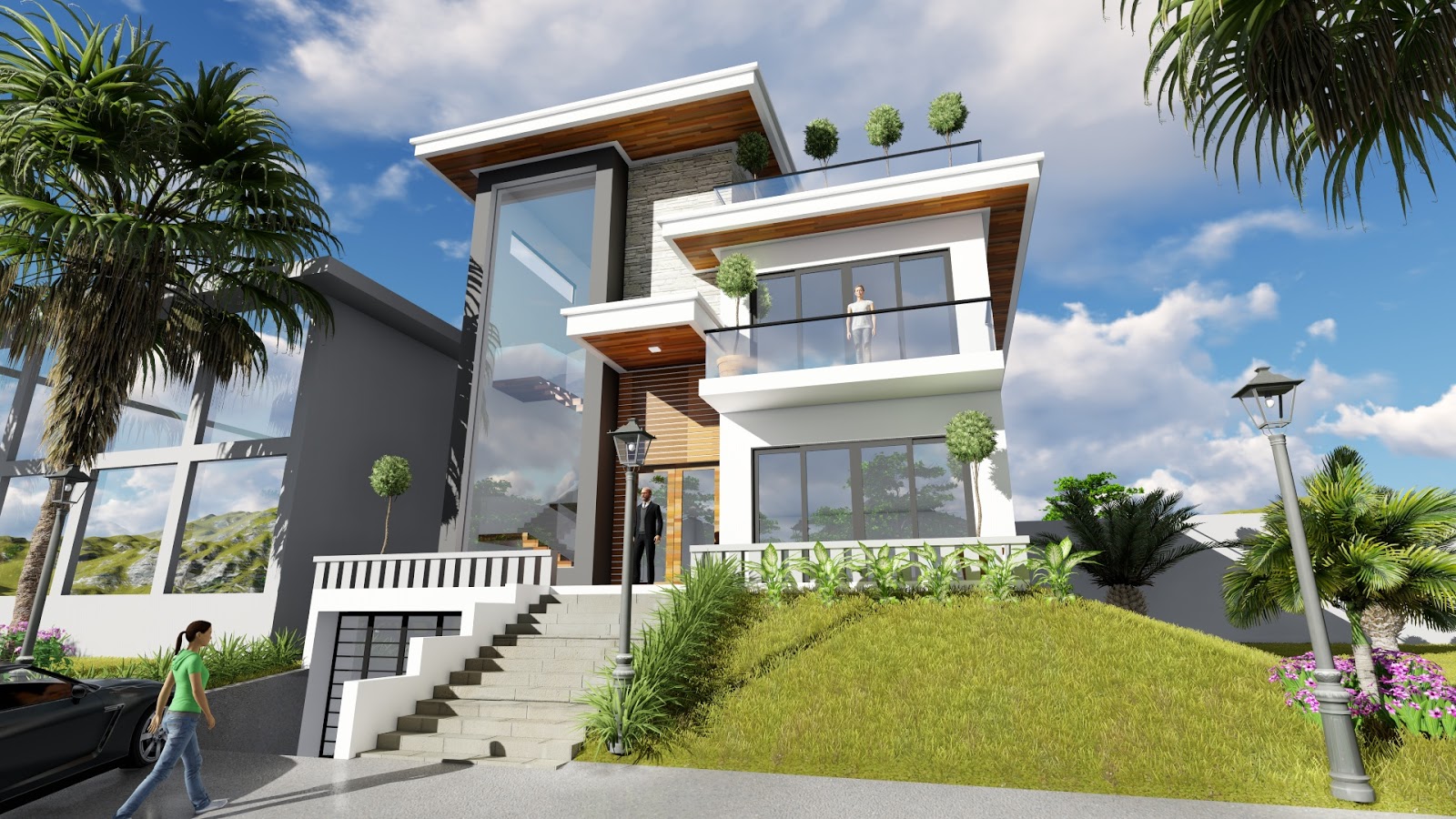 Sketchup Exterior Villa Design Drawing from Elevation 3 ...
