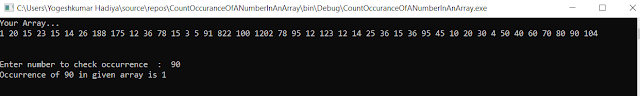 C# Program For Check Total Occurrence Of a Number In an Array - YogeshHadiya.in