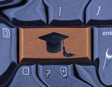 Teclado con gorro de graduado