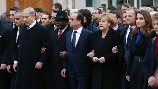  Jordanian King Abdullah II and Queen Rania at the Elysee Palace before attending a Unity rally Marche Republicaine