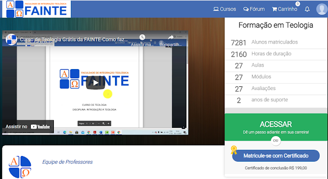 curso teologico gratis fainte