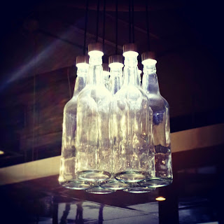 Water Bottles used as light fitting