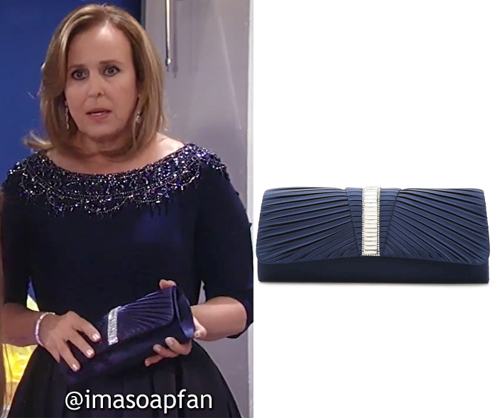 Laura Spencer, Genie Francis, Navy Blue Pleated Clutch, Nurses Ball, General Hospital, GH