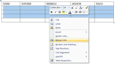 How to create table in ms word