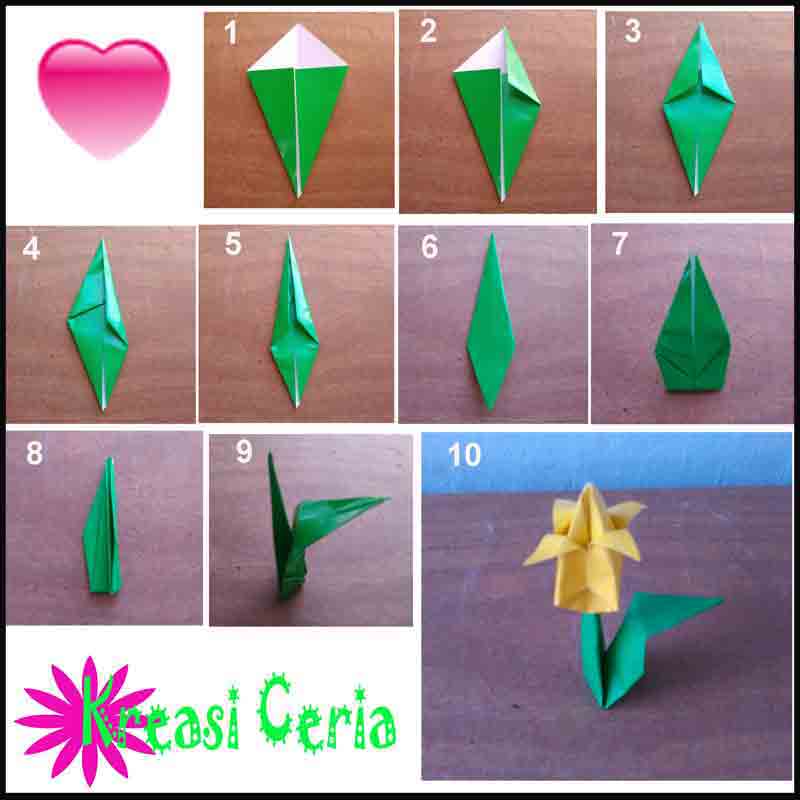  Cara  Mudah Membuat  Origami  Bunga  Tulip