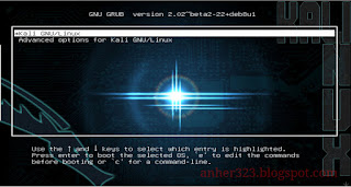 GRUB Kali Linux Setelah diganti Background