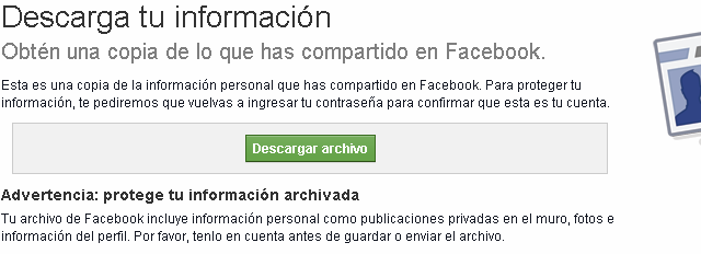 Descarga una copia de tu información en Facebook