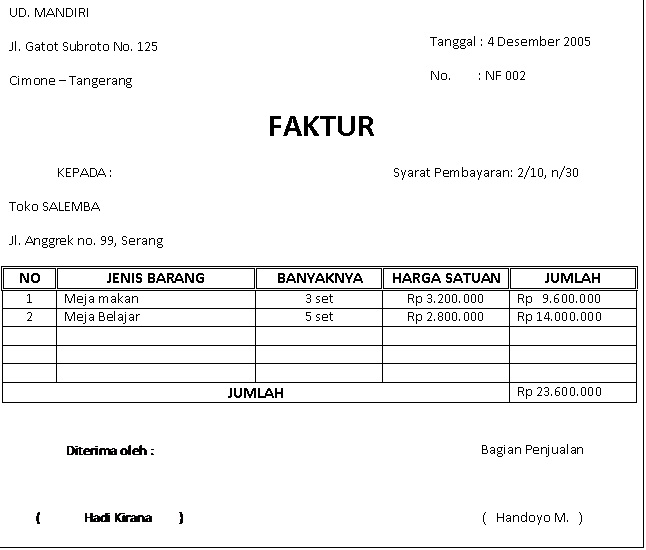 Contoh Jurnal Penjualan - Contoh O