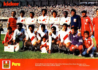 SELECCIÓN DE PERÚ - Temporada 1981-82 - Jaime Duarte, Chumpitaz, José Velásquez, Rubén Toribio Díaz, Roberto Rojas y Ramón Quiroga; Barbadillo, Cueto, Uribe, La Rosa y Oblitas - PERÚ 0, URUGUAY 0 - 06/09/1981 - Mundial de España 1982, clasificación - Lima, Perú, estadio Nacional