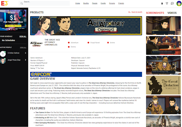 CAPCOM Virtual Booth E3 2021 portal The Great Ace Attorney Chronicles