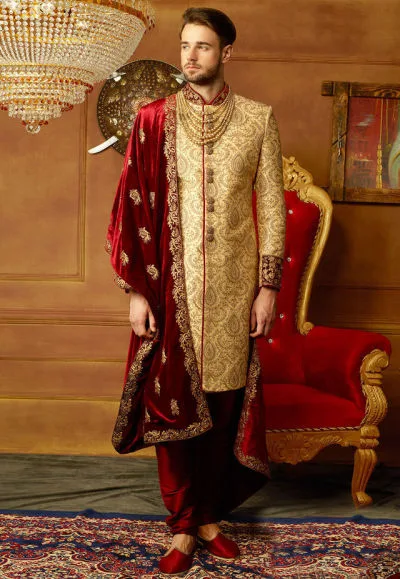 Boys Wedding Sherwani - Wedding Sherwani Collection - Boys Sherwani Punjabi Designs - Wedding Sherwani Hire - biyer sherwani pic - NeotericIT.com