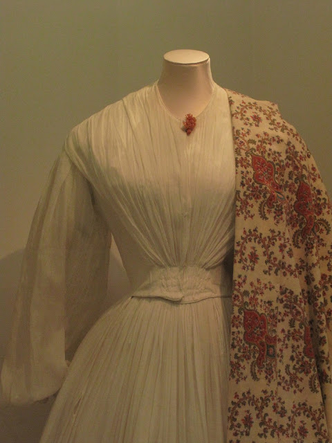 An early mid-Victorian gown, circa 1850.