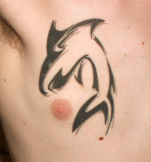 Tribal shark tattoo for male