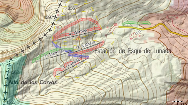 Mapa de Pistas Esqui Alpino Lunada