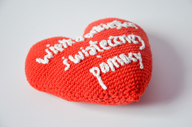 Krawka: Red heart pillow made for charity WOŚP (Wielka orkiestra świątecznej pomocy )