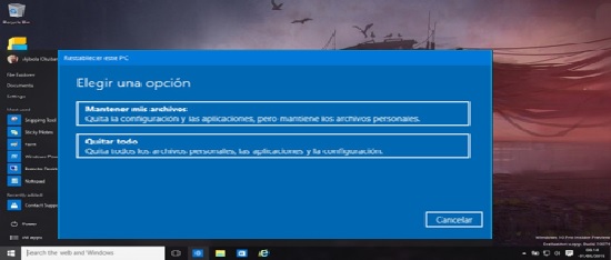 reestablecer Windows 10