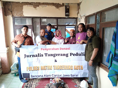 Jurnalis Tangerang Salurkan Bantuan untuk Bantu Bangun Ponpes Dampak Gempa Cianjur