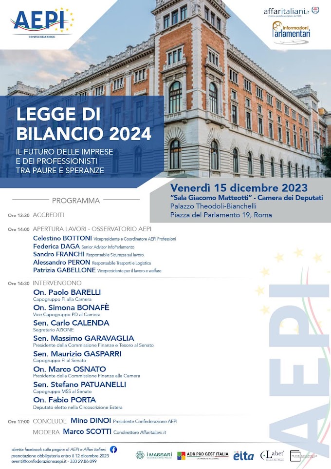  AEPI: "Legge di bilancio 2024 - Il futuro delle imprese e dei professionisti tra paure e speranze"