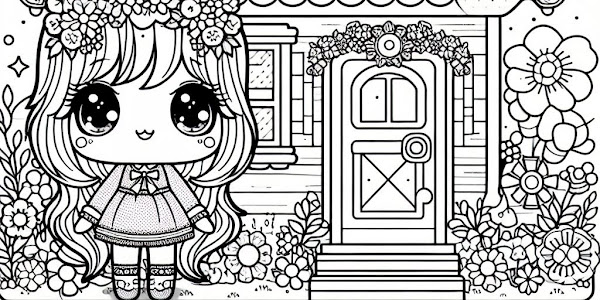 Desenho casa de boneca para colorir