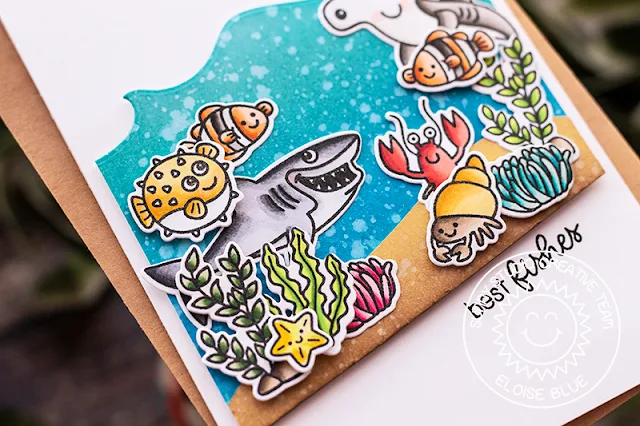 Sunny Studio Stamps: Catch A Wave Magical Mermaids Oceans of Joy Best Fishes Birthday Card Best Wishes Punny Card by Leanne West and Eloise Blue