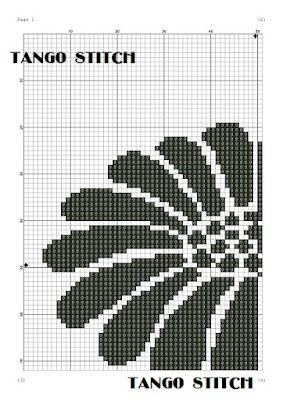 Black and white flower silhouette cross stitch hand embroidery pattern - Tango Stitch