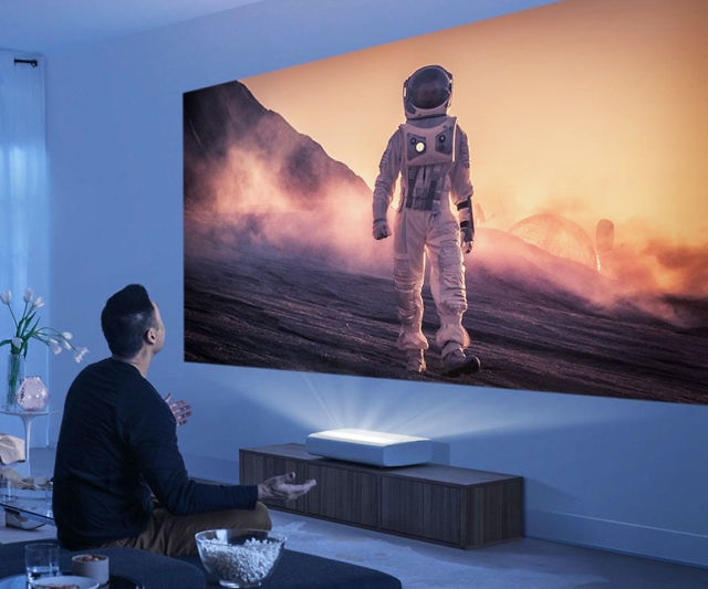 Transform Your Living Room with the Samsung Ultra Short Throw Projector!