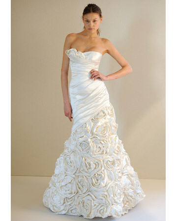 Spring wedding dresses 2011 white strapless with fully roses