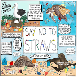 Ocean Life cartoon plastic waste