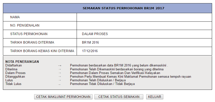 KRONOLOGI - BR1M dan SSM - Status Semakan Ditukar Semula 