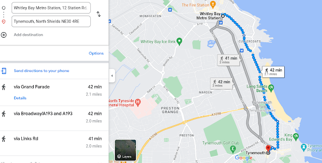 Whitley Bay to Tynemouth Pushchair Friendly Walk  map