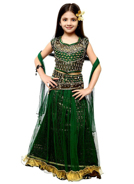 Stylish and beautiful lahnga choli dress for little girls in Pakistan 2016