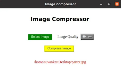 user interface of the image compressor app in python