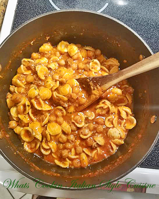 Chickpeas and Orecchiette Recipe with sausage