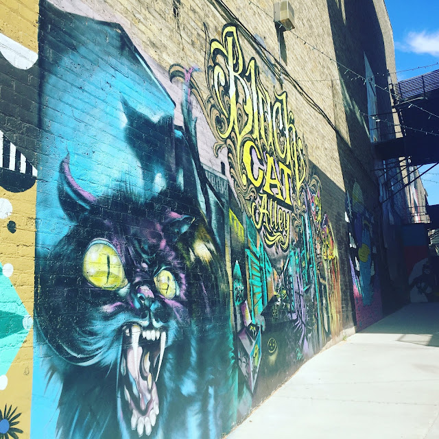 Black Cat Alley is street art collection in Milwaukee utilizing and little used alley for public art.